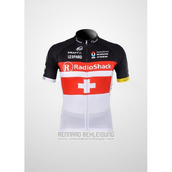 2012 Fahrradbekleidung Radioshack Champion Schweiz Trikot Kurzarm und Tragerhose